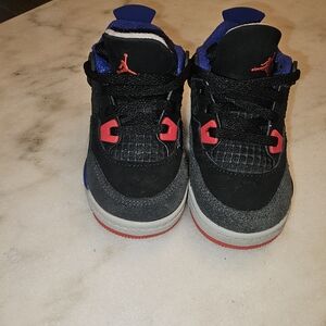 Nike Jordan Retro "Rare Air" Kids Black, Red, and Blue Athletic Sneakers